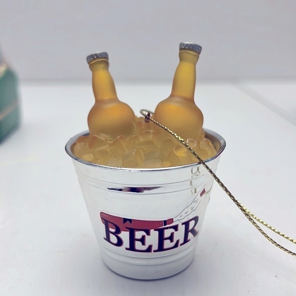 Lot of 3 Beer Christmas Ornaments Pilsner Beer Six Pack Bucket of Beer - Picture 3 of 7
